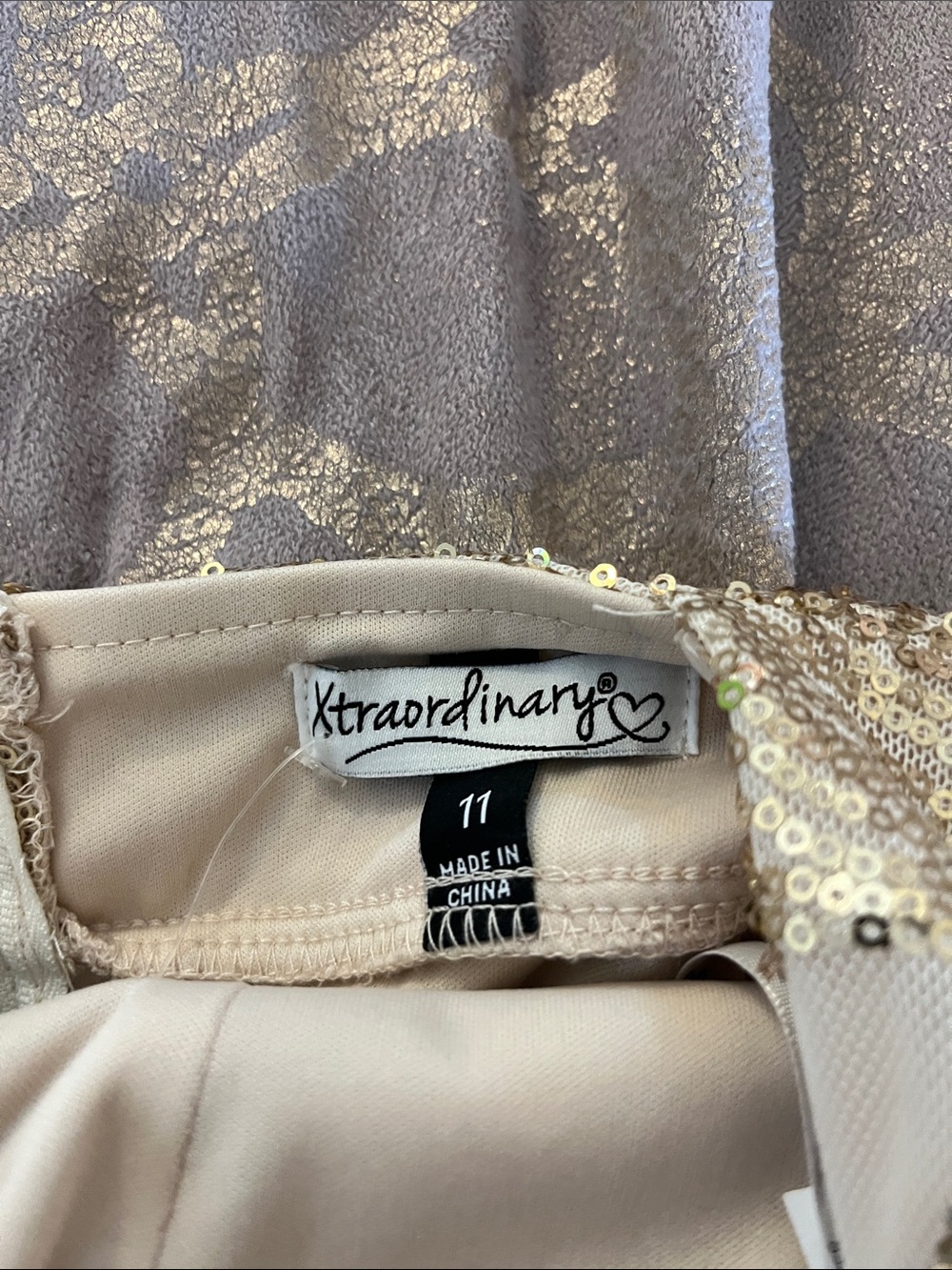Xtraordinary Gold and Cream Sequin Halter Formal Dress - Picture 5 of 5